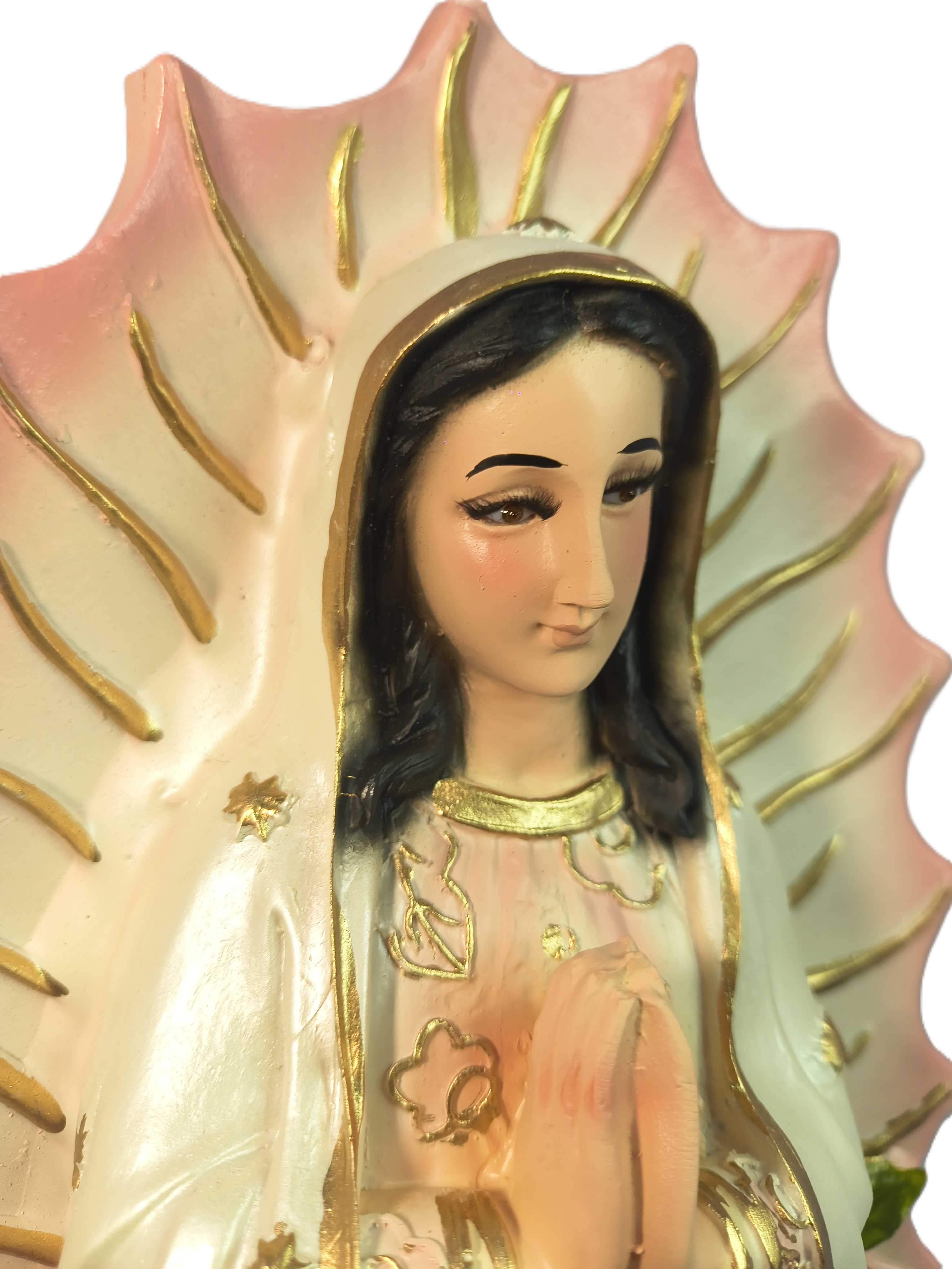 Figura de Virgen Rosa — detalle 2